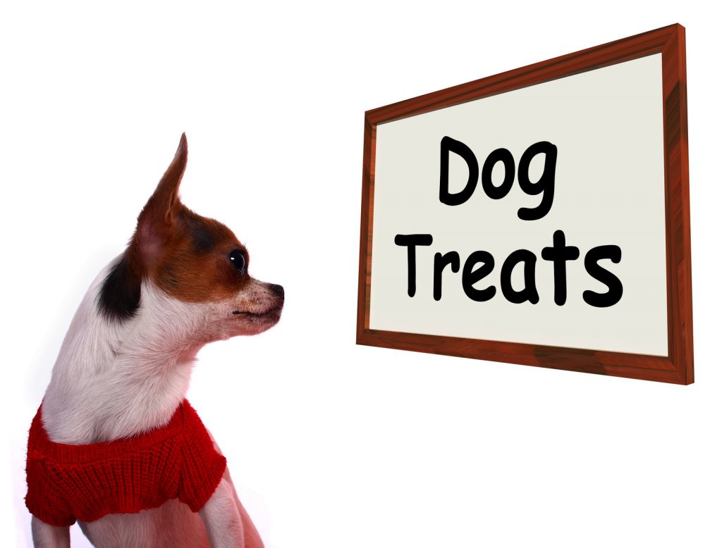 dog treats sign showing canine rewards or snacks